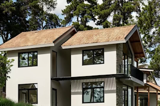 create a complete 3d house exterior visualization with land garden driveway