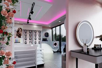 do retail store, restaurant, cafe, interior and 3d rendering