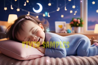 create 12 hours long lullaby music videos for youtube