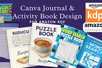 canva journal, workbook, activity book, puzzle, sudoku, word search KDP design
