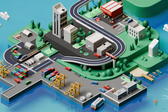 design cool custom lowpoly 3d isometric and map illustration