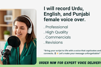 record urdu, english and punjabi female voice over for videos and ads