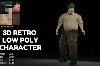 model rig animate retro low poly 3d character with ps1 n64 y2k style ps1 lowpoly