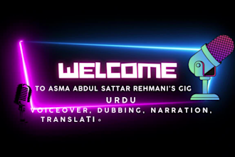 record articulate female urdu voiceover subliminal dubbing narration translation