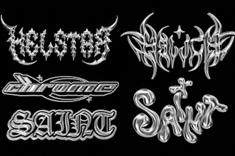 design 3d chrome  logo y2k spinning animation