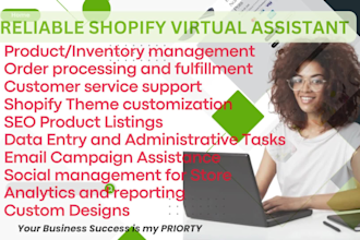 manage shopify store, shopify virtual assistant, dropshipping store
