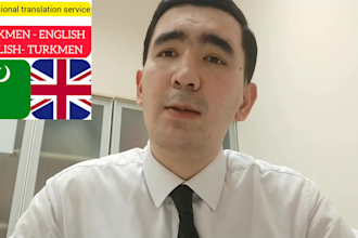 translate from turkmen to english, native turkmen speaker