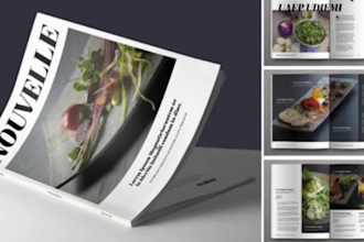 design magazine layout, brochure, product catalog and report