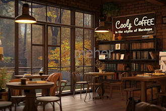 create coffee shop rain video with natural sound
