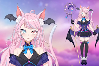 design and rig live2d vtuber model, 2d vtuber model vtuber commission 2d anime