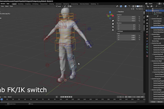 advance 3d character rigging, 3d rigging, ue5 rig, ik fk rig controller, blender