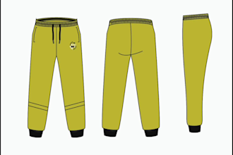 fashion cad designs and technical flat sketches