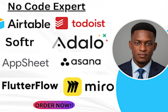 build airtable crm, softr client portal, adalo, asana, appsheet, miro, todoist