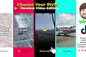 edit express faceless short video for affiliate, quote tiktok instagram youtube