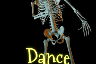 create a fun animated halloween video dancing skeleton