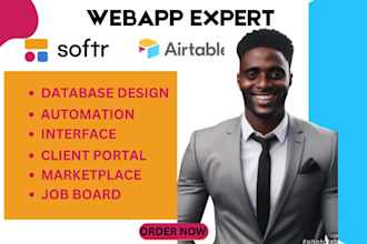 expert airtable database, softr webapp, client portal, job board, marketplace