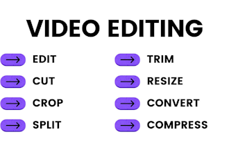 edit, split, crop, trim, merge, compress and convert videos