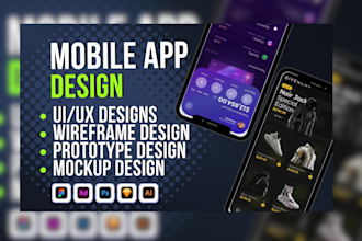 design mobile app UI UX, wireframe clickable prototype for ios android figma web