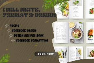 write, format, design recipes book cookbook formatting recipe cookbook design