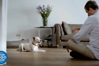 add logo and slogan or in funny dog training  video