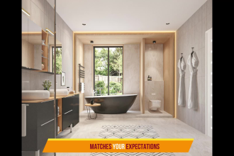 design modern and realistic 3d bathroom and render