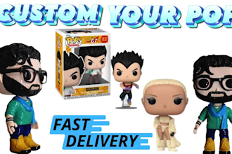 create a custom 3d funko pop,  stylized 3d characters ready for printing