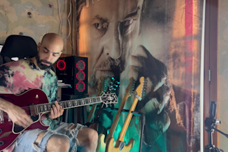record electric and acoustic guitar tracks in studio HQ