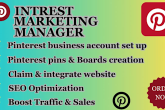 set up and manage your pinterest account with optimised SEO pins and boards
