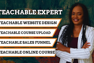 teachable website design teachable course upload teachable sales funnel redesign