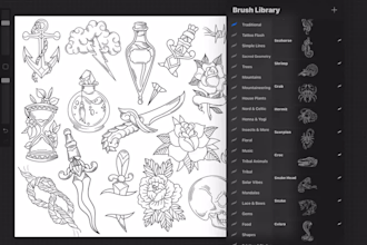 send 5300plus procreate tattoo stamps