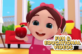 create kids animation for 3d learning and song videos