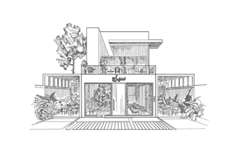do architectural and landscape illustrations from  sketch to color version