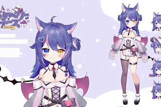 draw and rig 2dv tuber model, live2d vtuber model, 2d rigging, for streamer