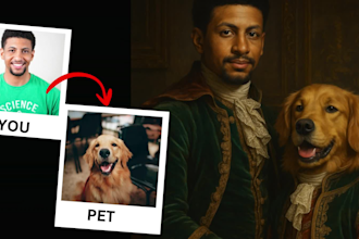 create a custom royal pet and owner portrait