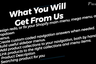 design physical product store, shopify navigation menu setup