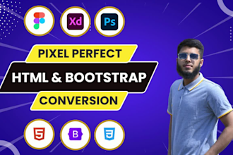 convert figma xd psd to html css bootstrap vue js react