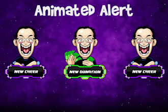 design custom animated kick or twitch alerts for your gaming channel