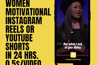 create women motivational instagram reels, shorts in 24hrs