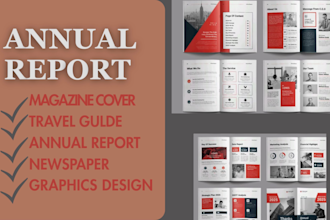 design magazine cover, newspaper, annual report, travel guide, adobe illustrator
