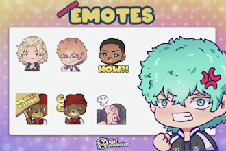 draw custom twitch animated emotes chibi anime  vtuber emotes