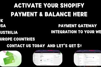 completly activate shopify payment with shopify balance