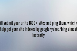 get your url indexed by google yahoo bing fast by submitting to 1800 sites