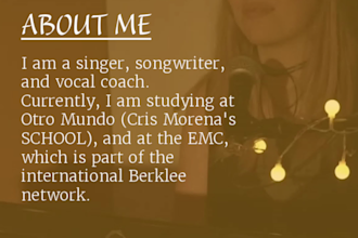 provide vocal coaching and songwriting lessons