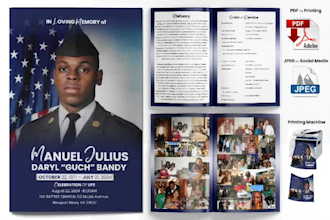 design obituary funeral program, bifold, trifold in 24hrs