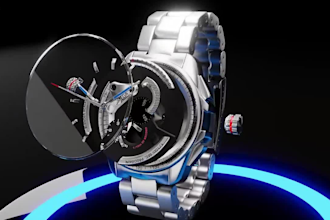 create 3d watch model, 3d watch animation, 3d watch rendering, cgi animation