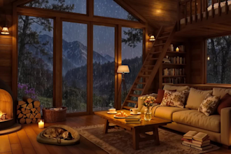 create perfectly looped 8 hour rain video with cozy visuals