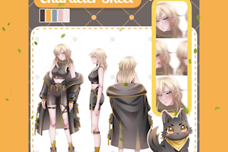 do custom character reference sheet clean detailed design for your oc furs