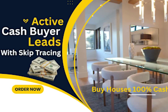 provide real estate active cash buyer and cash buyers leads with skip tracing