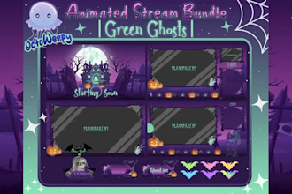 design animated vtuber stream overlay panels alerts logo for twitch kick youtube