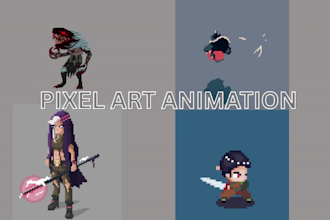 create pixel art animation and sprite sheet for your game character and props